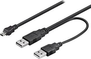 Produktbild Logo USB Kabel (2.0), 2x USB A Stecker - Mini-USB-Stecker, 0.6m, schwarz, Blister, EOL (0.60 m, USB 2.0)