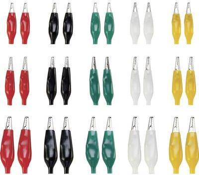 Tru Components Kit de pinces crocodiles Noir, rouge, blanc, vert, jaune 93038C196 30 pcs.