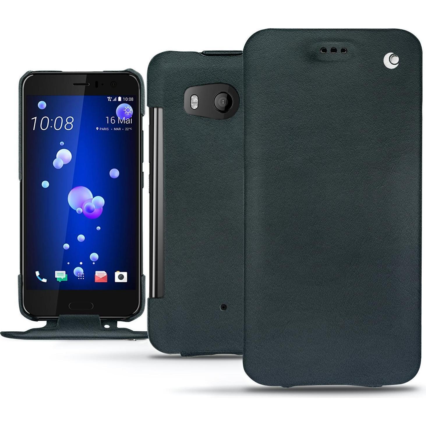 Noreve Lederschutzhülle vertikal (HTC U11), Smartphone Hülle, Blau