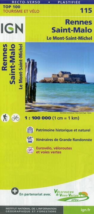 Actual product image IGN maps. Rennes,Saint-Malo.115