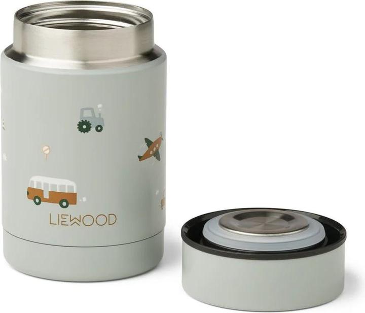Actual product image Liewood Thermo Snackbox Nadja Edelstahl Vehicles Dove Mix