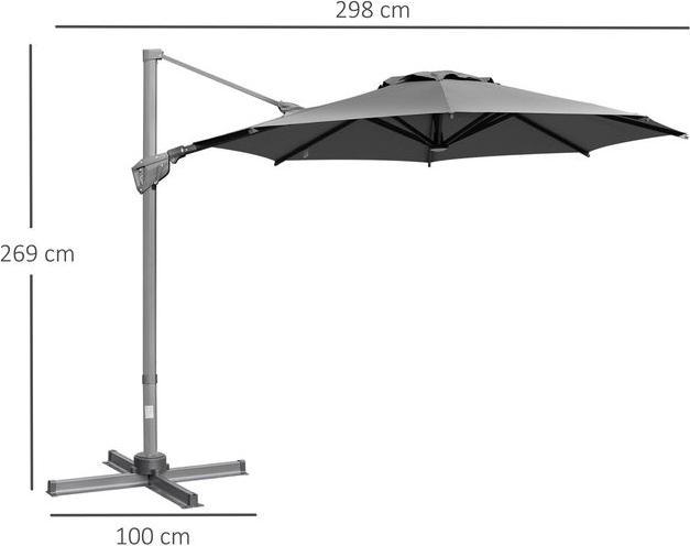 Actual product image Swisshandel24 Ø298 cm Crank umbrella Traffic light umbrella with crank mechanism Alu Roma umbrella Tilt angle (2.98 m)