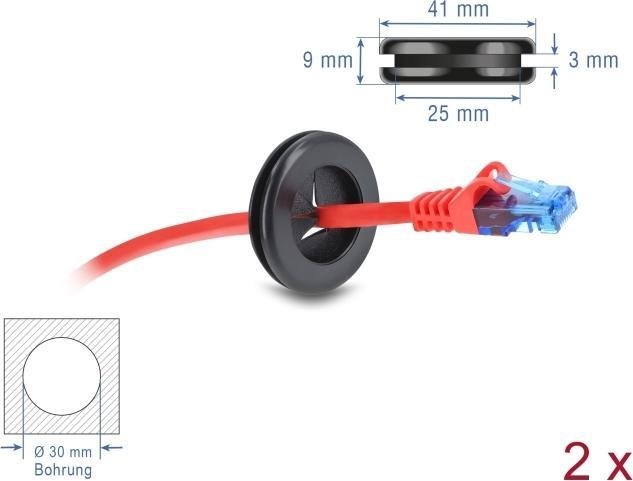 Produktbild Delock Gummi Kabeldurchführung rund Ø 30 mm schwarz 2 Stück