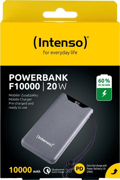 Produktbild Intenso Powerbank F10000 Gray (grau, 10.000 mAh, PD 3.0, Quick Charge 3.0) (10000 mAh, 20 W, 20 Wh)