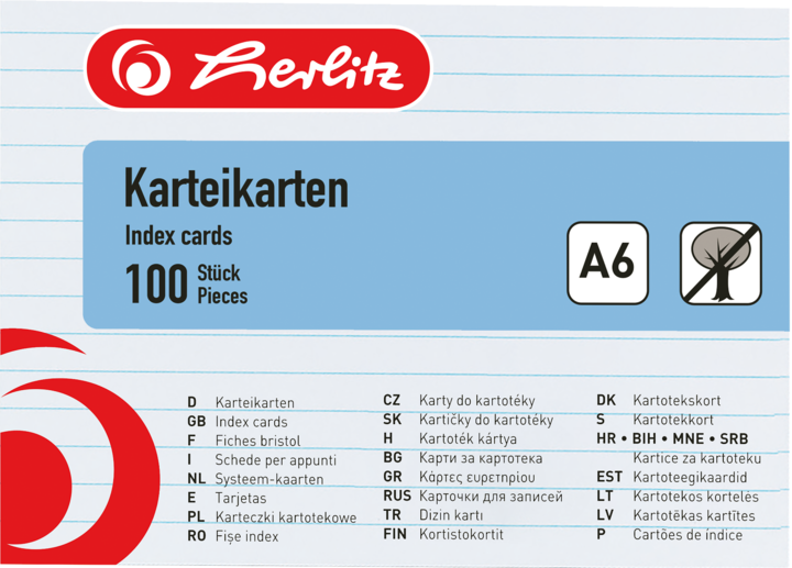 Actual product image Herlitz Index cards (A6, 180 g/m², 100 x)