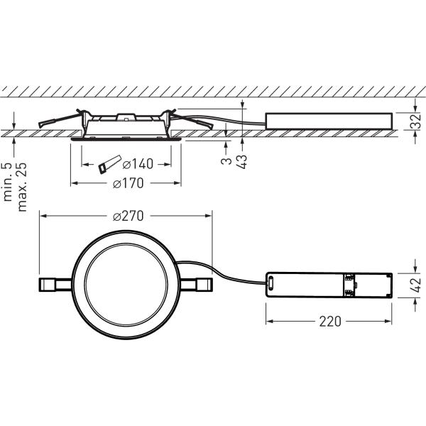 Thumbnail - Trilux, Wandleuchte + Deckenleuchte, TRIL LED-Deckeneinbaustrahler (840 lm)