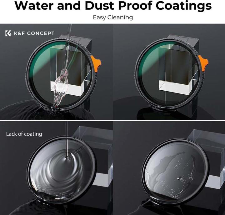 Produktbild K&F Concept 58MM Variable ND3-ND1000 Lens Filter (1.5-10 Stops) 28 Multi-Layer Green Coatings (Nano-X Series) (58 mm, ND- / Graufilter, UV-Filter)