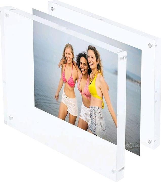 Actual product image Safe Photo and postcard frame with magnetic closure made of acrylic, outer format 17.5 x 13 x 2 cm