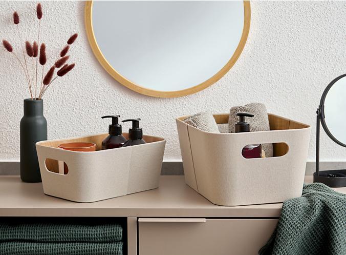 Actual product image Zeller Present Aufbewahrungskorb Karton/Polyester 26x18x11 cm (18 cm)