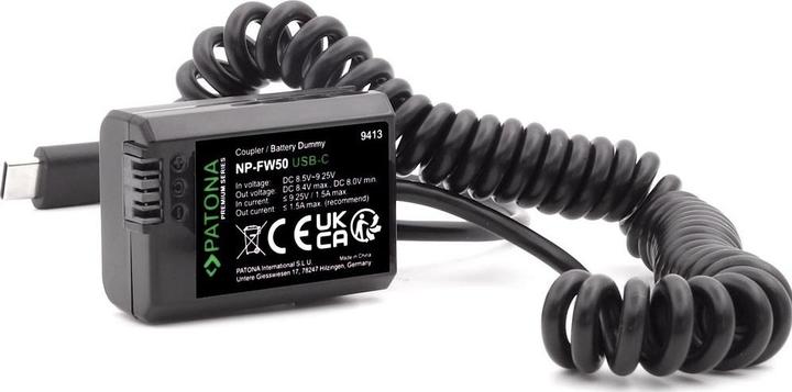 Actual product image Patona USB-C input battery adapter NP-FW50 (Camera battery)