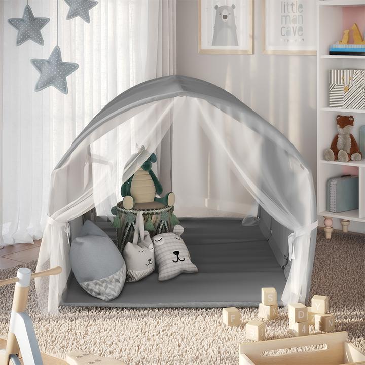 Actual product image VitaliSpa Tunnelzelt Kubby, Grau, 100 x 80 cm mit Fenster und Netz