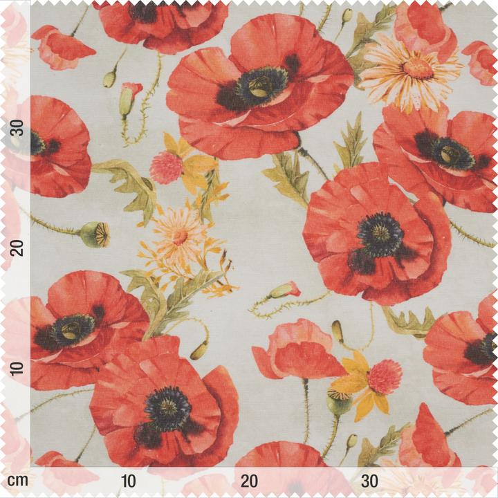 Image du produit VBS Tissu à motifs imitation lin "Coquelicots", largeur 140 cm, vendu au mètre
