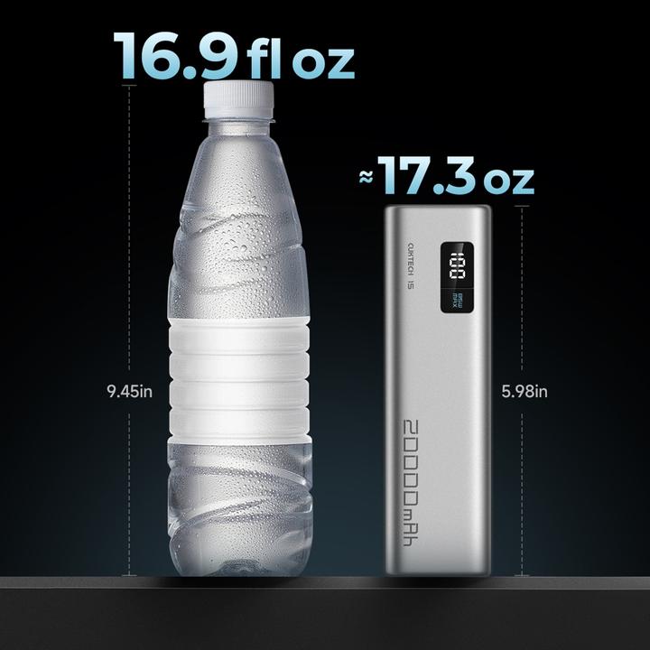 Immagine prodotto Cuktech Powerbank CUKP200XGLGR 100W 20000mAh 2 x USB-C 1 x USB-A - grau (20000 mAh, 100 W)