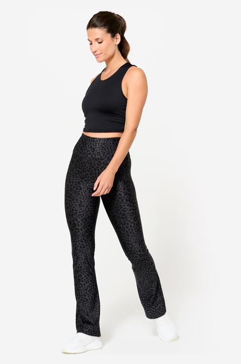 Produktbild Domyos Leggings Damen gerader Beinabschluss - Leoparden-Print dunkelgrau (L)