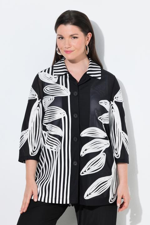 Immagine prodotto Ulla Popken Camicetta lunga con colletto da camicia, ricamo, maniche a 3/4 (46)