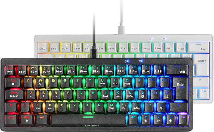 Image du produit Mars Gaming Clavier Gamer Mécanique (Yellow Silent) Mkminipro RGB (Blanc) (FR, Filaire)