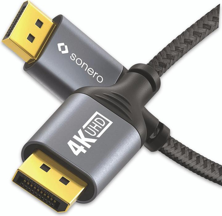 Produktbild Sonero DisplayPort-Kabel, Stecker/Stecker, 4K60, grau/schwarz, 3 m (3 m)