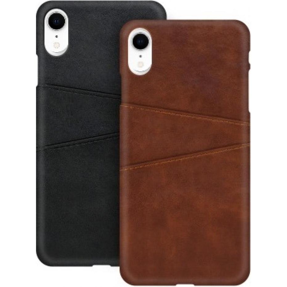 Screenguard Apple iPhone XR CardCaddy Leder Backcase mit Kartenfächern (Apple iPhone XR), Smartphone Hülle, Braun