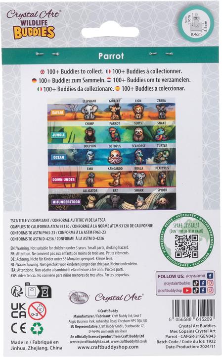 Image du produit Craft Buddy Jungle Papagei, Crystal Art Buddy, ca. 11x8cm