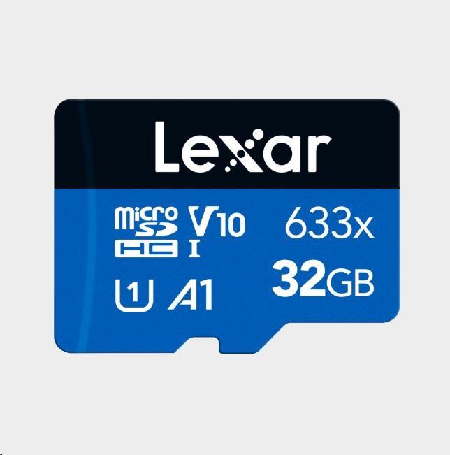 Produktbild Lexar 32GB High-Performance 633x microSDHC UHS-I, up to 100MB/s read 20MB/s write (32 GB, microSDHC, U3, UHS-I)