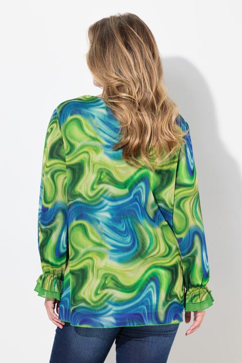 Produktbild Miamoda Bluse, Mesh mit Alloverdruck, weiter Langarm (50)
