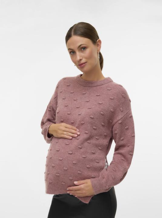 Image du produit Mamalicious Normal geschnitten Rundhals Gerippte Ärmelbündchen Tief angesetzte Schulter Pullover Strickpullover (L)