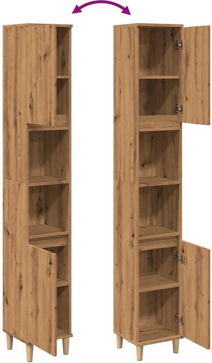 Actual product image VidaXL Badschrank Hochschrank Badezimmerschrank Badmöbel Schrank Artisan-Eiche (30 x 30 x 190 cm)