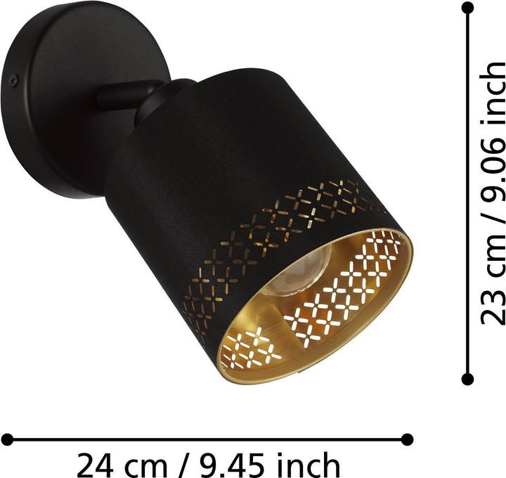 Produktbild EGLO Aufbauspot ESTEPERRA 1x E27, Schwarz/Gold (E27)