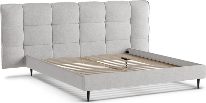 Actual product image Micadoni Boucle Storage Bed with Headboard, "Eric", Light Grey, 220x270x114 Made in Europe (180 x 200 cm)