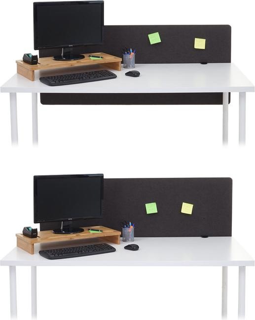 Produktbild Mendler Akustik-Tischtrennwand, Büro-Sichtschutz Schreibtisch Pinnwand, doppelwandig Stoff/Textil - 140x60cm (140 x 60 x 2 cm)