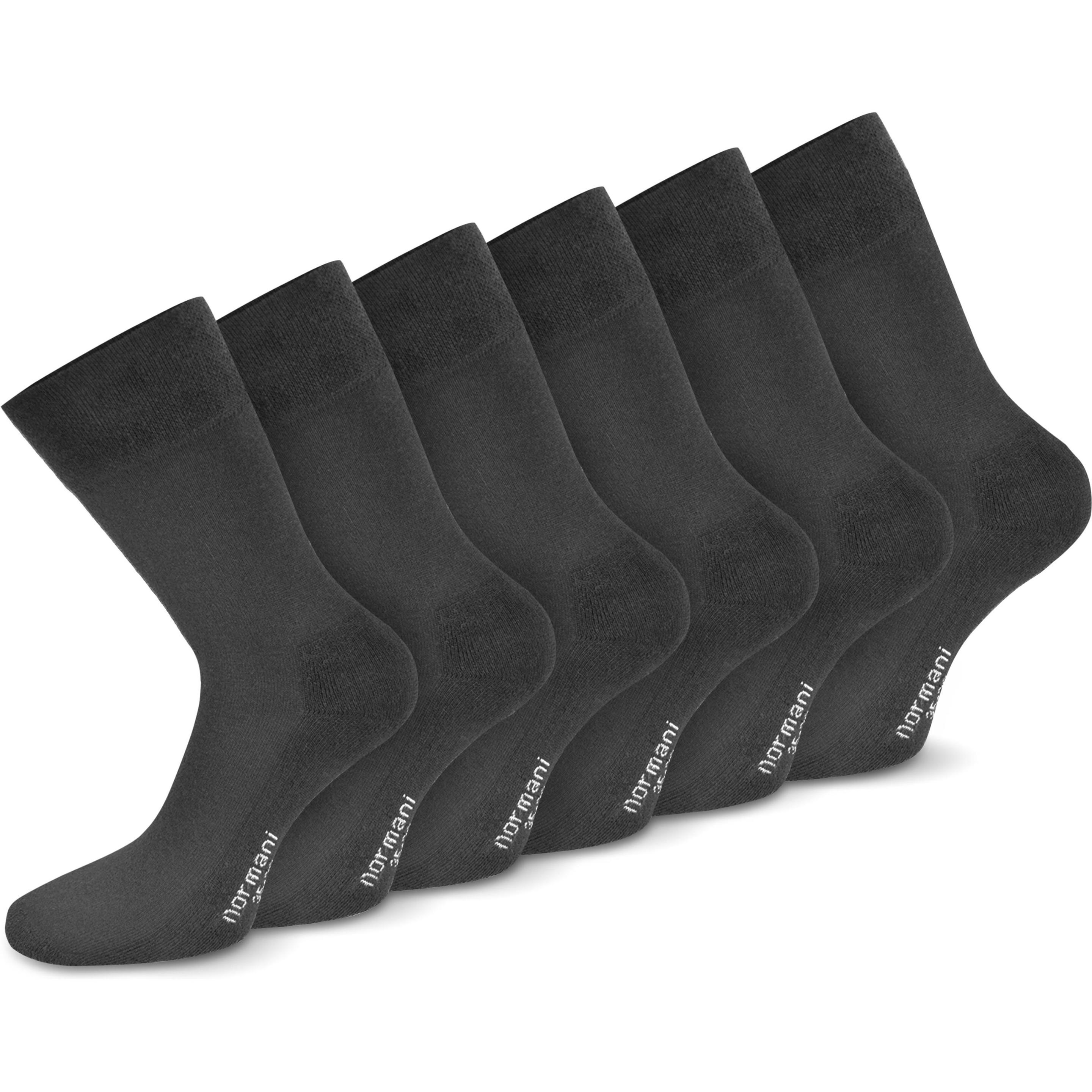 Normani, Herren, Socken, 6 Paar Komfortsocken mit Softrand und Frotteesohle, Grau, (6er Pack, 43 - 46)