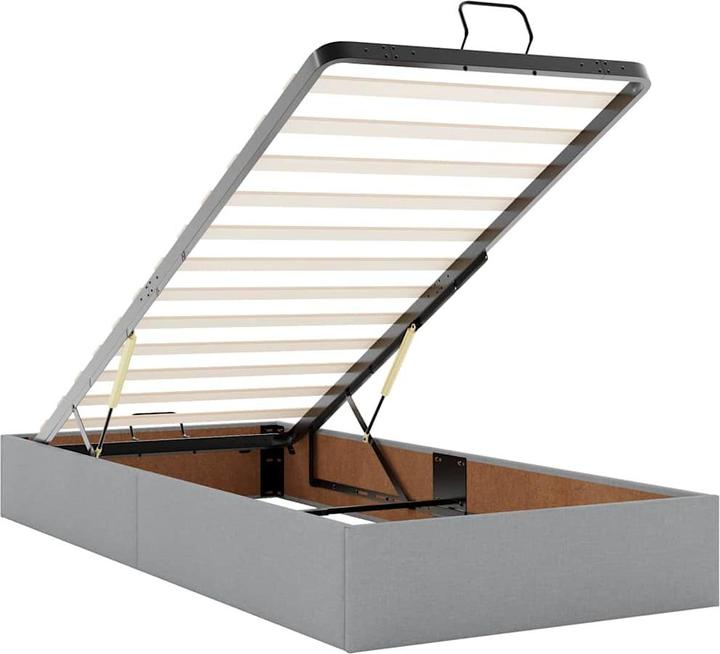 Actual product image vidaXL Ottoman bed with mattress light grey 90x200 cm fabric (90 x 200 cm)