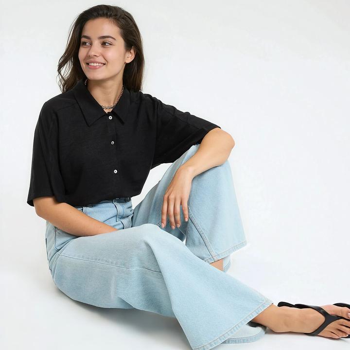 Actual product image La Redoute Collections Kurzärmeliges Poloshirt aus Leinen (XS)