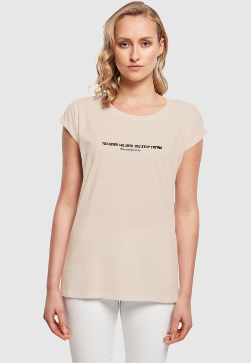 Produktbild Merchcode Ladies Never Give Up Extended Shoulder Tee - 111677 (L)