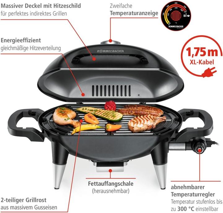 Actual product image Rommelsbacher BARBECUE GRILL *Delivery start: from mid-June 2024* (2.20 kW)