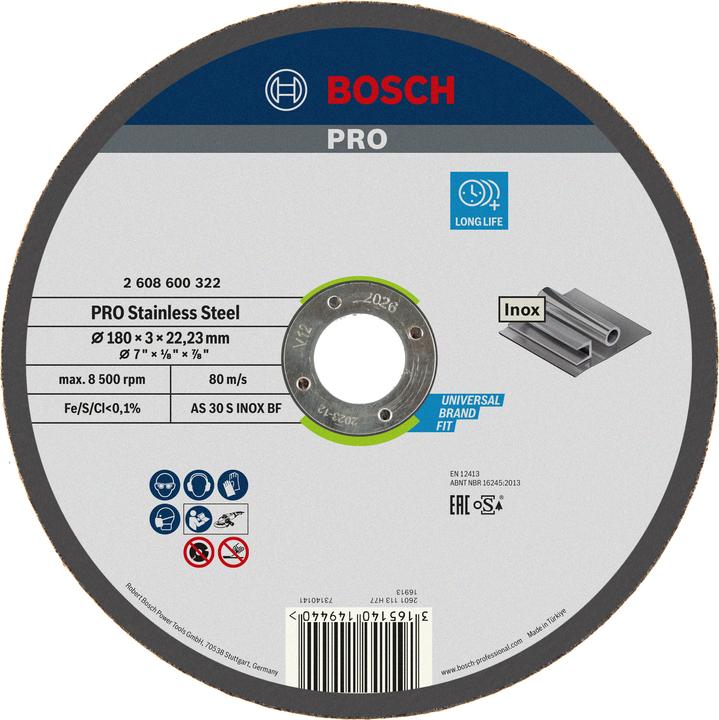 Produktbild Bosch Professional Zubehör PRO Stainless Steel Trennscheibe, 180 x 3 x 22,23 mm