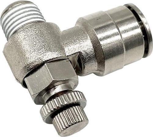 Actual product image RND Flow regulator, stainless steel, R1/2″, Ø12 mm, screw connection, 59 mm