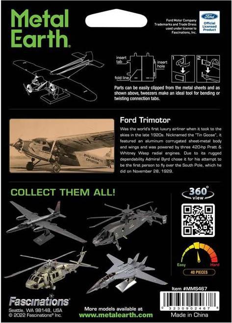 Actual product image Metal Earth Ford trimotor