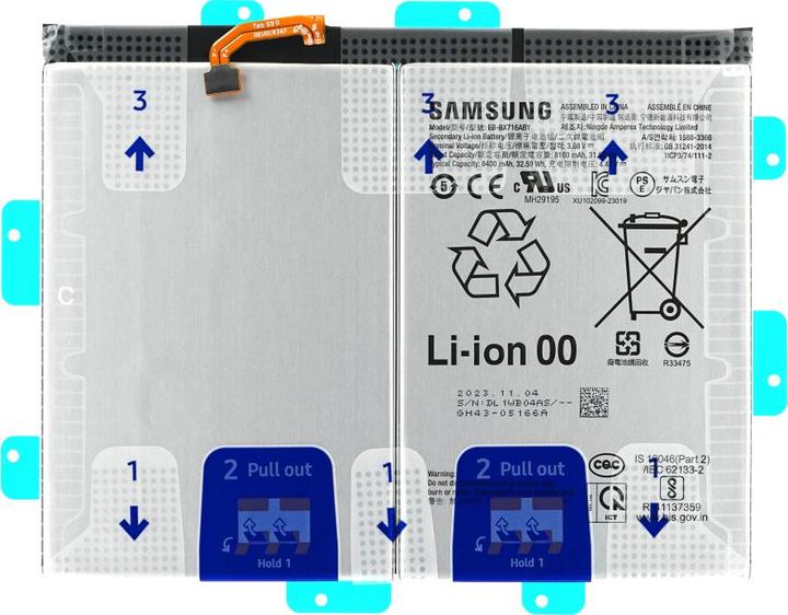 Actual product image Samsung Battery EB-BX716ABY 8400 mAh SM-X710/X716 Galaxy Tab S9 (Wi-Fi/5G) GH82-31774A