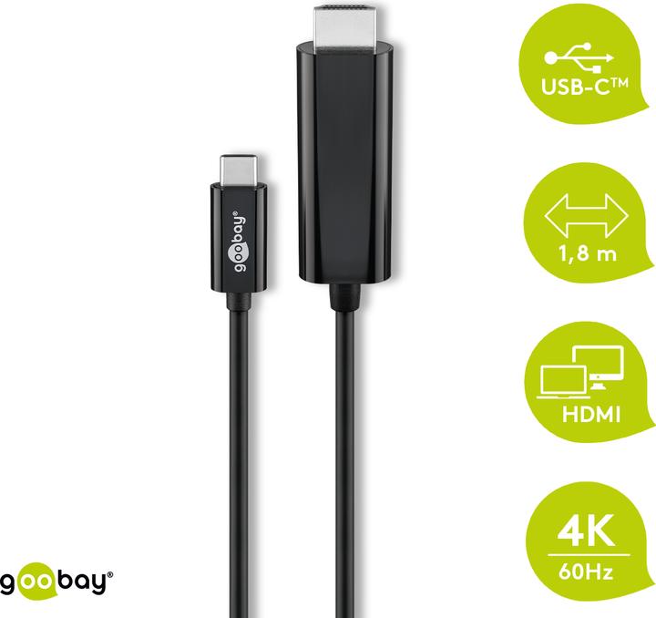Actual product image Goobay USB C – HDMI (1.80 m, USB Type C, HDMI, 2.0)