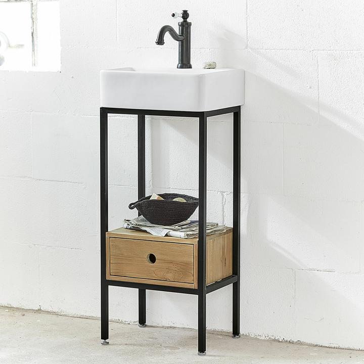 Actual product image Loberon Washbasin Maeva black/white/brown