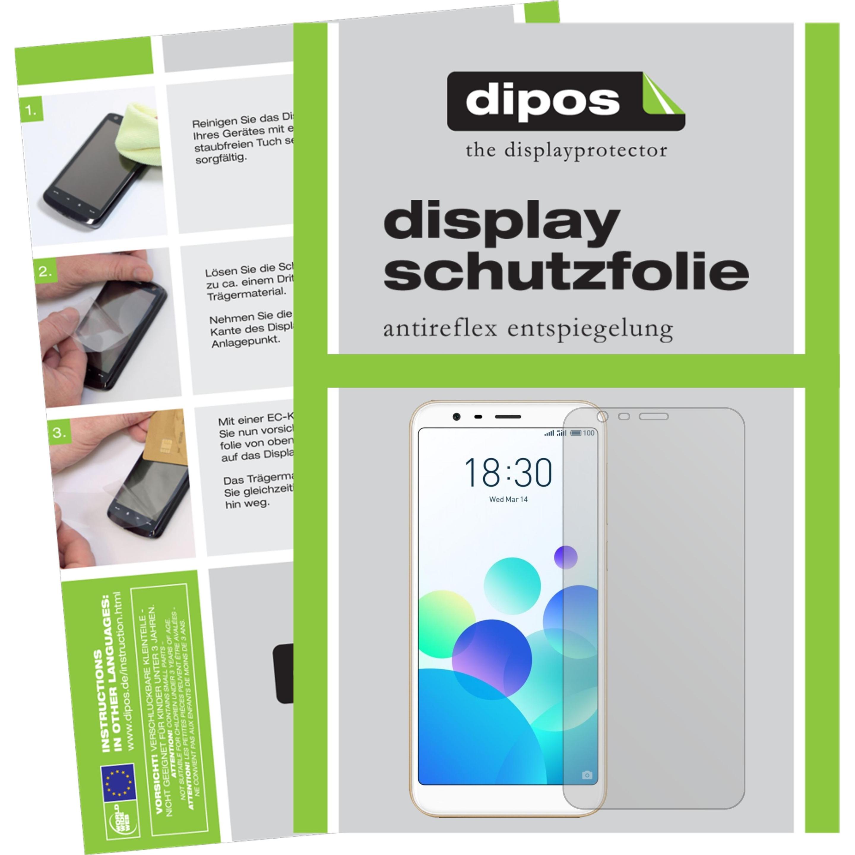 Dipos Displayschutzfolie Antireflex (2 Stück, Meizu M8c), Smartphone Schutzfolie, Transparent
