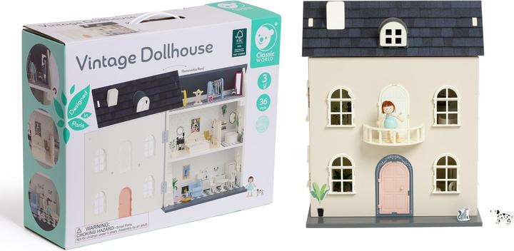 Immagine prodotto Classic World Casa delle bambole in legno vintage, 36 pezzi.