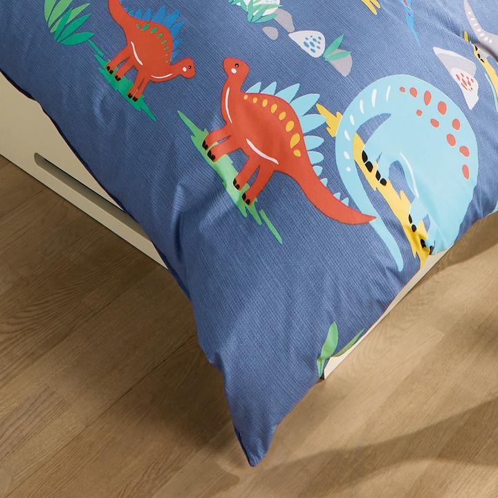 Produktbild Kaeppel Biber Bettwäsche Dinosaurus blau (135 x 200 cm, 80 x 80 cm)