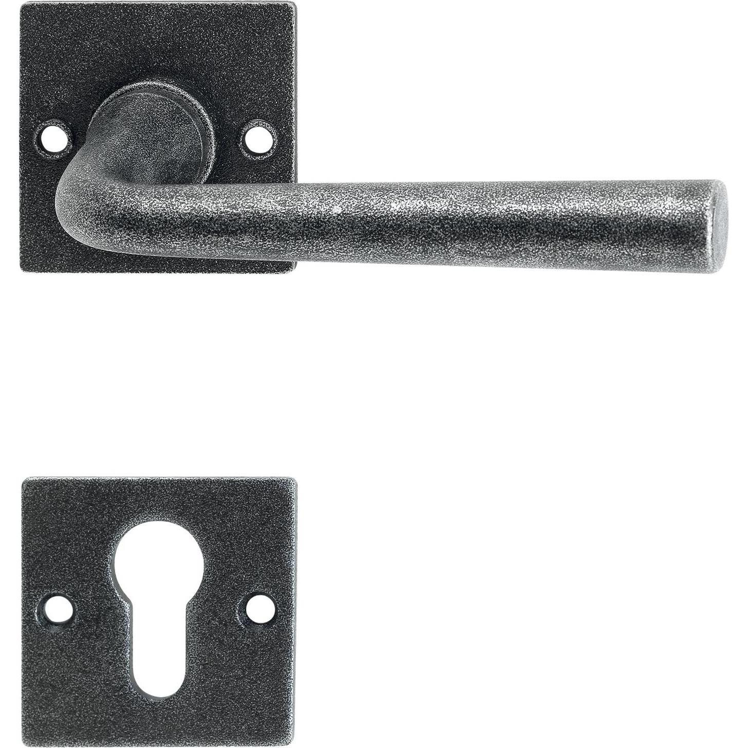 Thumbnail - Halcö, Türgriff + Fenstergriff, Türbeschlag Söll Türgriff für Innentür auf Rosette PZ schwarz passiviert (Türgriff)