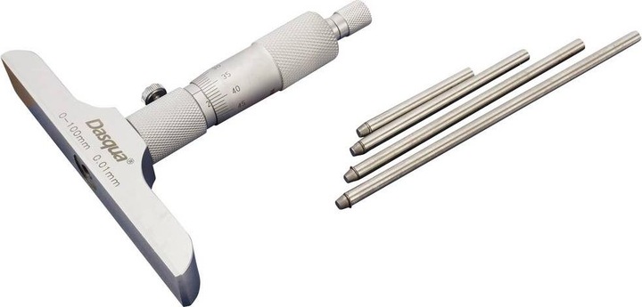 Immagine prodotto Dasqua 4611-8120 Micrometro di profondità con asta intercambiabile 100 mm (max) Lettura: 0,01 mm (mm)