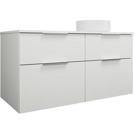 burgbad, Badmöbelset, Eqio Keramik-Aufsatzwaschtisch, rund, inklusive Waschtischunterschrank, Breite 1200m