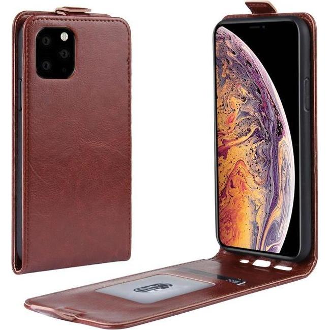 MU Classic Leder Flipcase Hülle (Apple iPhone 11 Pro Max), Smartphone Hülle, Braun