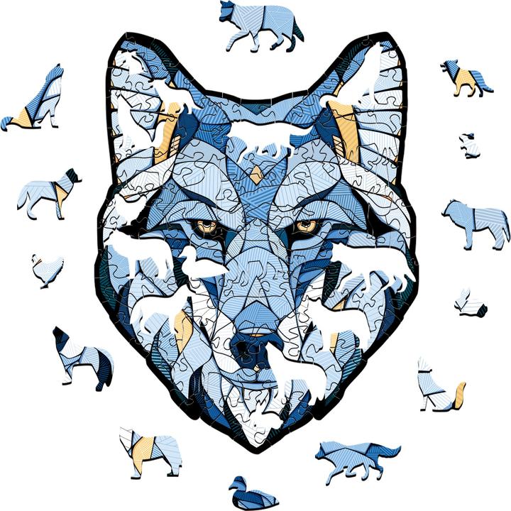 Actual product image Eco Wood Art Wooden puzzle S - Wolf (in a wooden box with 140 pieces) (140 pieces)