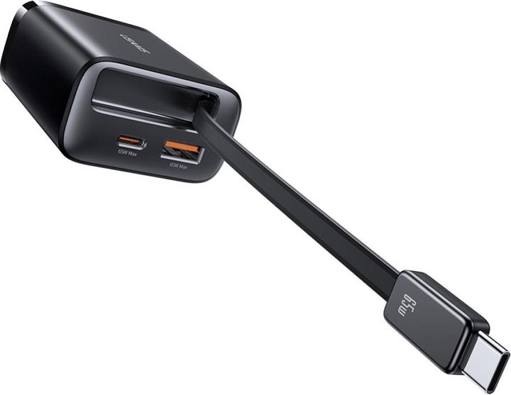 Image du produit Usams CC299 65W Fast Charger With Retractable Type-C Cable (EU) - Xiang Series Black (65 W)